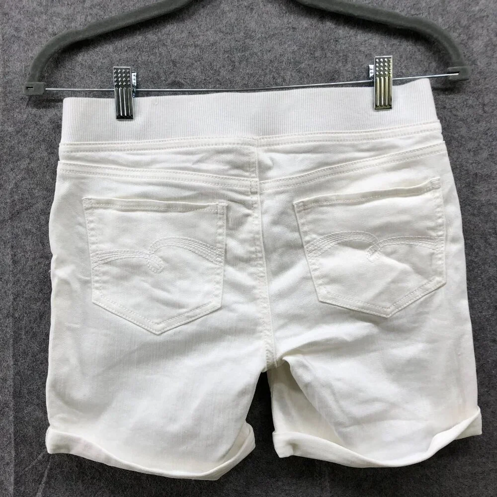 Justice Girls Size 16 White Denim Shorts‎ Pull On Jean Short Stretch Drawstring